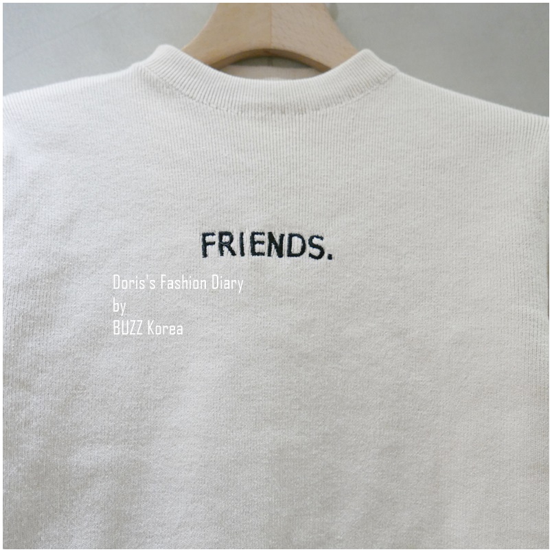 ♣ FRIENDS.刺繡毛棉針織上衣 黑色/米白 