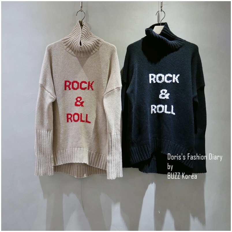 ♣ Rack & Roll羊毛高領袖套長板毛衣 駝色/黑色