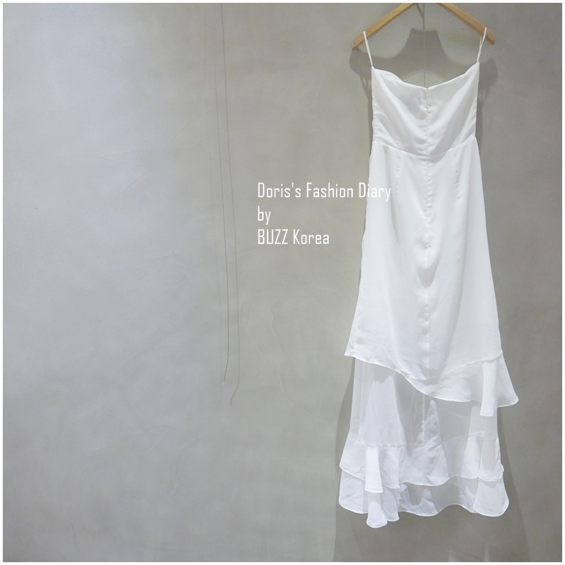 ♣ Doris’s Fashion Diary 雪紡仙氣馬甲平肩長洋裝 白色 