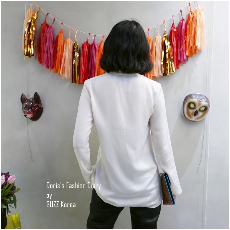 ♣ Doris’s Fashion Diary 訂製款 法式優雅緞面開襟襯衫/小外套 米白/黑色