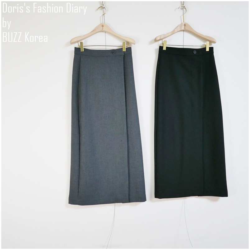 ♣ X029 西裝排扣長裙 灰色/黑色