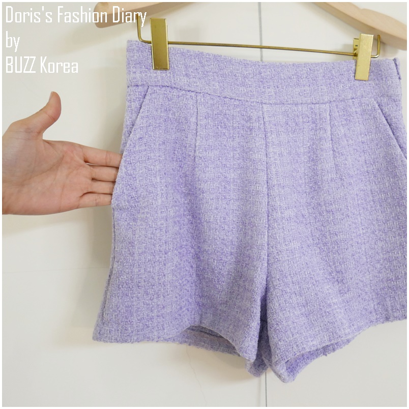 ♣ Y062 珍妮粉紫毛尼外套+短褲套裝 (不拆售) 