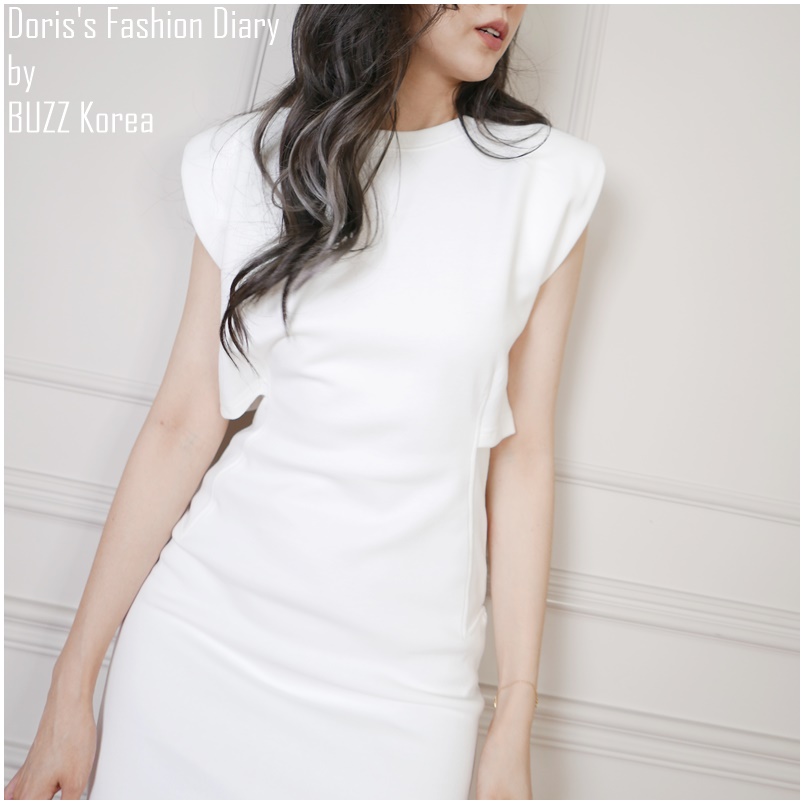 ♣ C048 棉質小露腰設計立體小洋裝 白色 / 灰色