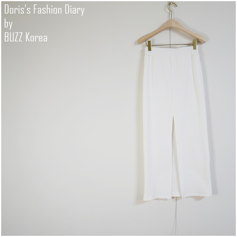 ♣ C040 DFD 訂製款螺紋棉後開岔鉛筆裙 白色/黑色