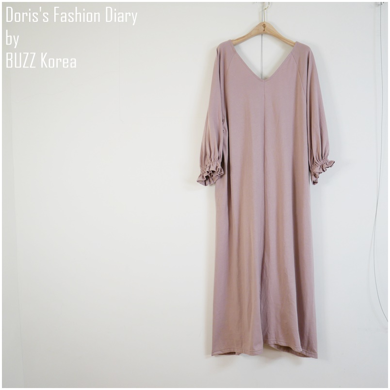♣ D004 Doriss Fashion Diary 訂製V領氣質口袋長洋裝 粉藕