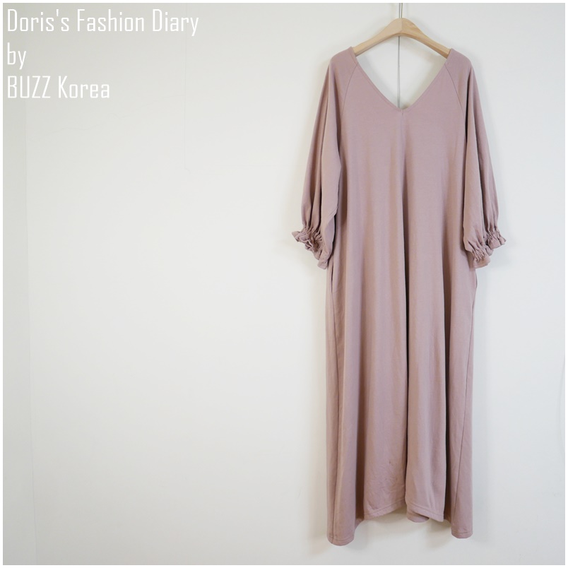 ♣ D004 Doriss Fashion Diary 訂製V領氣質口袋長洋裝 粉藕