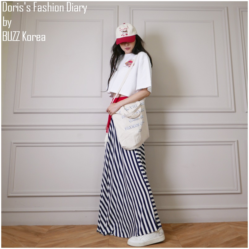 ♣  L048 Doriss Fashion Diary訂製 復古紅腰頭條文長裙