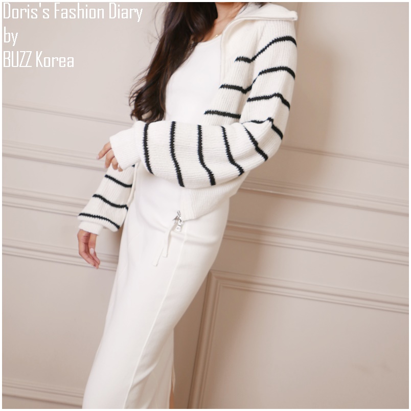♣ L003 Strip zip-up cardigan 條紋針織拉鍊外套