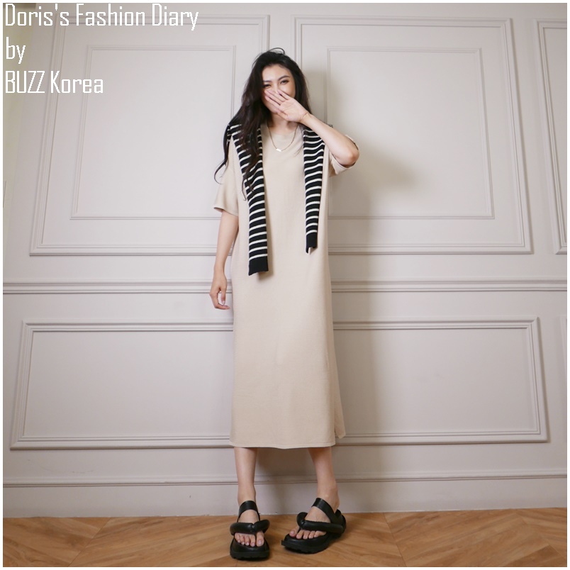 ♣ L054 Krystal Knit Dress 螺紋薄針織氣質長洋裝