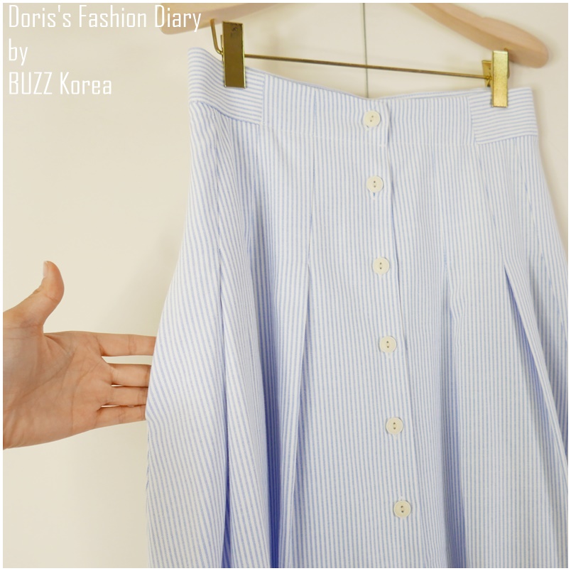 ♣ L036 Button Strip midi skirt 高腰排扣長裙